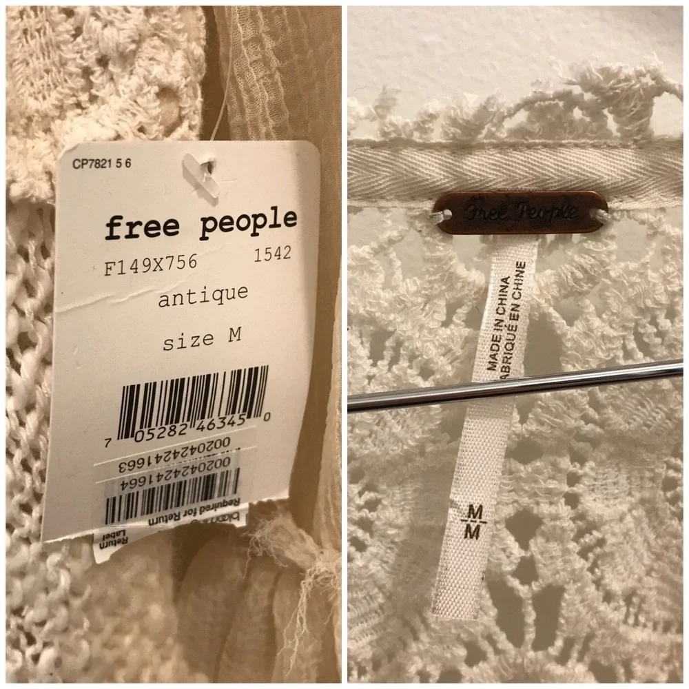 NWT Free People Aurora Crochet Knit Dress medium cream white ivory - Picture 8 of 9
